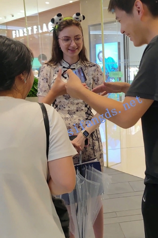 CS030【CSCD】白色印花连衣裙外国小姐姐，性感丁字裤