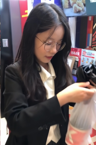 TK232-超漂亮jk眼镜妹子黑丝开闪