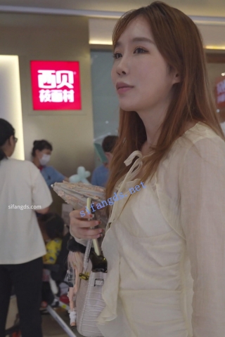 (BC-AA-450)微透白裙美女逛商场..半透蕾丝粉内前后CD