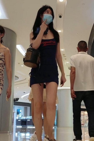 CS013【CSCD】蓝色包臀裙身材很好的小姐姐，白色内内