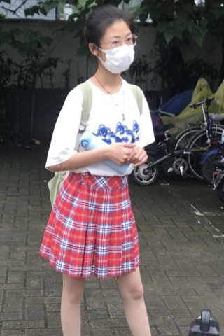 TK395-原创 投稿 抄底可爱丸子头眼镜学生妹薄丝白内