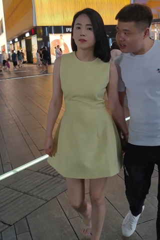 XM023黄色连衣裙短发气质少妇，黑色内内