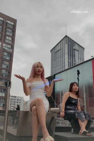 CS110【CSCD】白色包臀裙清纯小美女网红打卡地拍照，白色内内